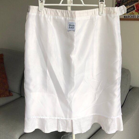 ALEXANDRA BARTLETT White Ruffle Skirt Probably Linen Fully Lined Zip Women’s L - Picture 11 of 16